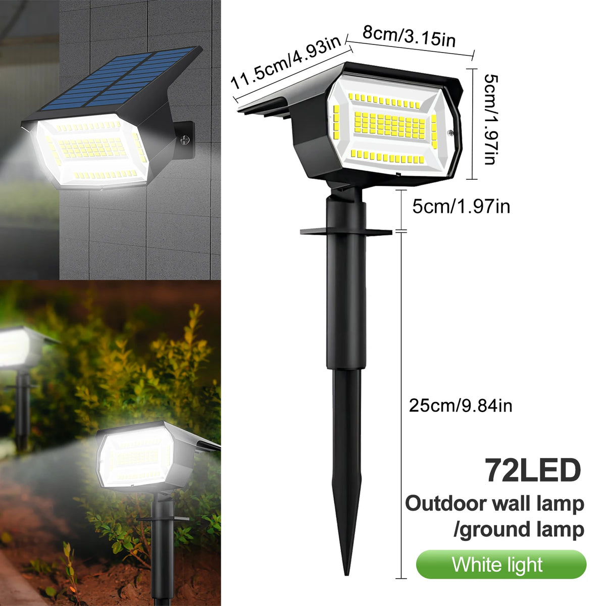 lumière solaire 68 led noire ip65 abs moderne batterie rechargeableextérieur contemporain tringle fixe