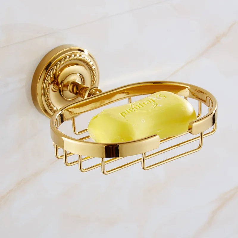accessoires salle bain or chrome classiques porte savon serviettes anneau roulé fixations murales