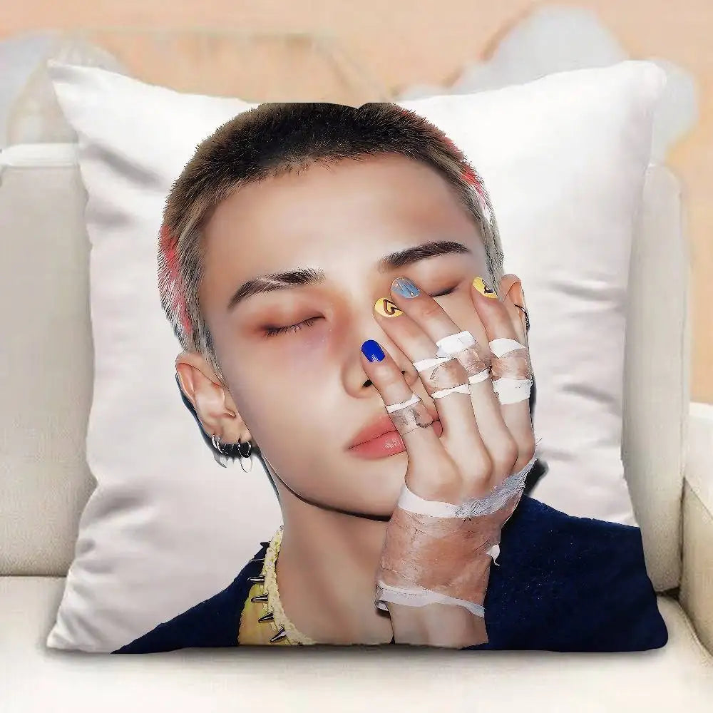 taies oreiller imprimées korean idol moderne blanc coussin polyester opaques étoiles idole housses décoration