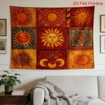 tapisserie murale solaire motifs géométriques couleurs vives artisanal décoration intérieure chambre salon polyester