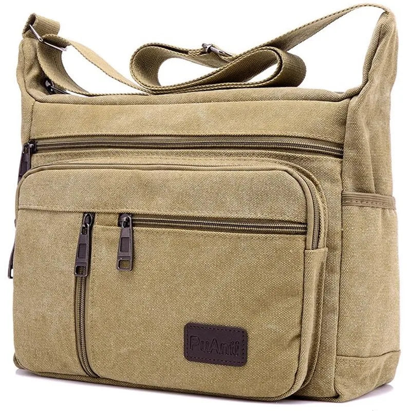 sac bandoulière homme toile beige classique poche intérieure zippée bandoulière poches haute qualité doux