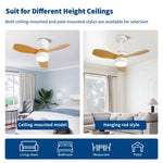 ventilateur moderne led pales réversibles télécommande blanc bois naturel
