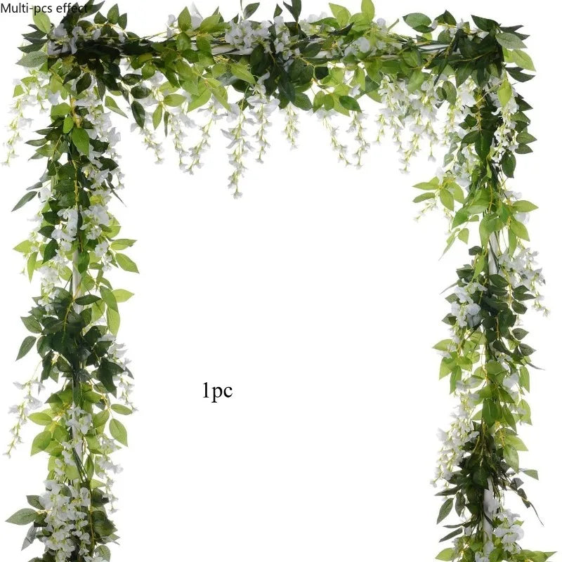 guirlande artificielle fleurs violet vert mariage romantique décoration intérieure événement anniversaire
