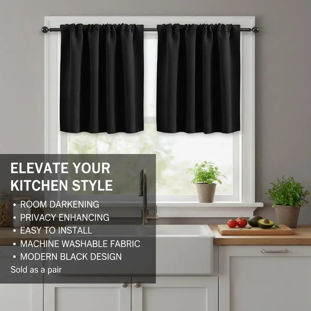 rideau blackout uni plissé moderne noir gris cuisine chambre volet tissu opaqué tringle