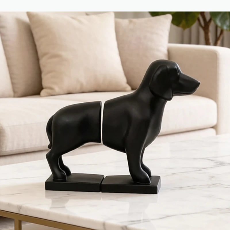 serre livres dachshund noir modernes décoration résine animaux compagnie contemporain deux pièces ensemble