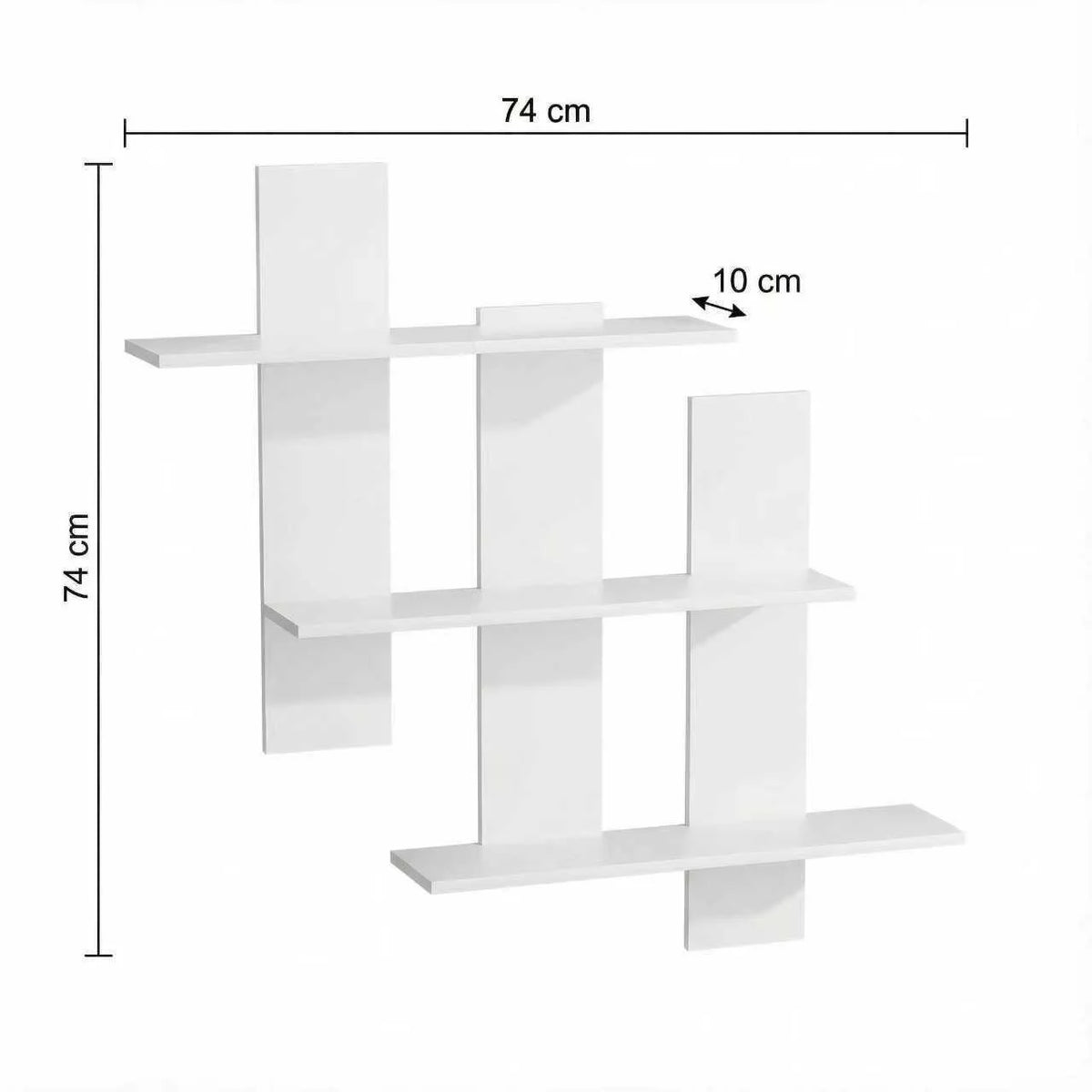 étagère murale blanc minimaliste trois niveaux fixations murales rangement deco plantes bougies livres vases