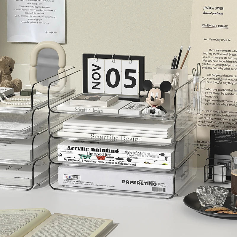 organisateur transparent moderne clips porte crayons pochettes rangement accessoires scissors horloge