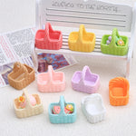 paniers tissés opaques rose jaune vert beige bleu orange classiques poignées scrapbooking artisanat