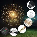 guirlande lumineuse solaire moderne dorée étoiles lumineuses télécommande modes filaments dorés jardin patio