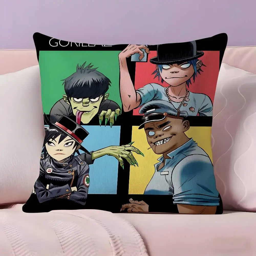 taies d'oreiller dessin animé gorillaz multicolore ultra douces polyester modernes maison hospitalière confortables motifs