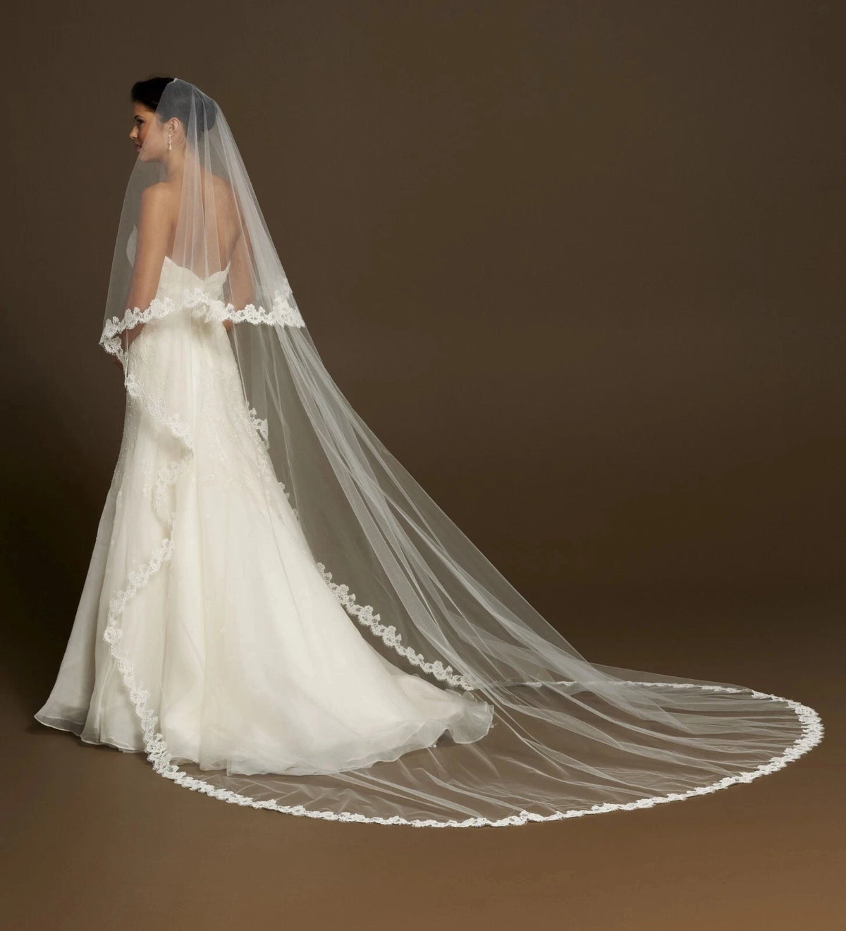 voile mariée deux couches dentelle bord appliqué tulle soft bohème off white classique élégant