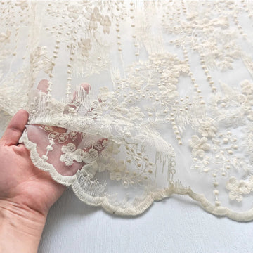 rideau blanc crème broderie florale semi transparent vintage romantique maison bureauextérieur