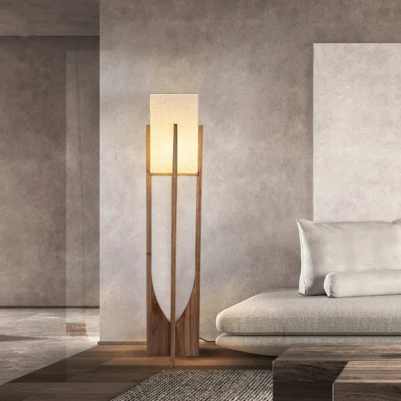 lampe sol bois naturel moderne minimaliste tissu blanc éclairage 10 15m² led ans garantie