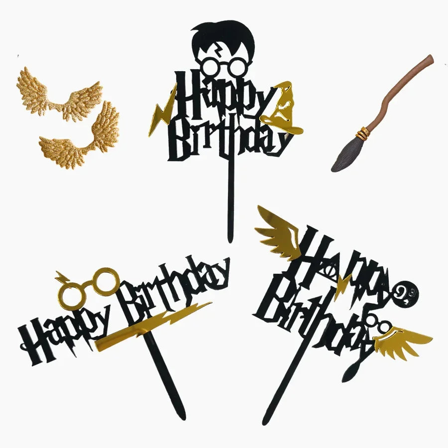 décoration gâteau thème harry potter halloween château baguette magique lunettes chapeau balai fantômes citrouilles
