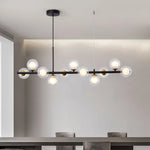 suspension luminaire moderne boule verre blanc translucide salon cuisine salle manger led noir