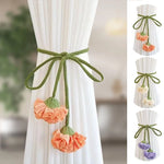 rubans fenêtre fleurs tissu vert orange beige violet décoratifs rustiques noyau plat