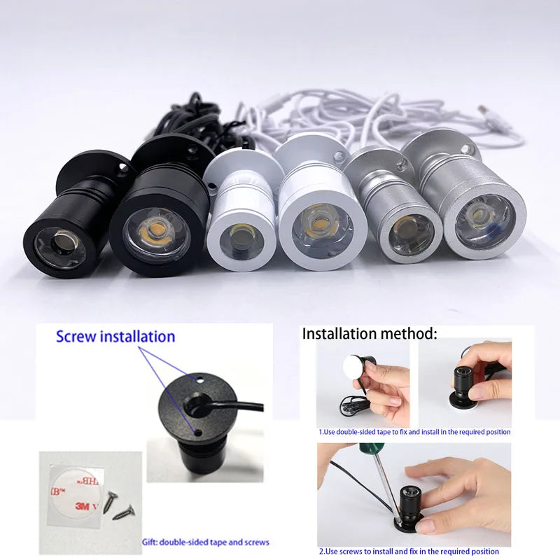 projecteur led noir moderne télécommande usb 5v réglable intensité 1w 3w opaque
