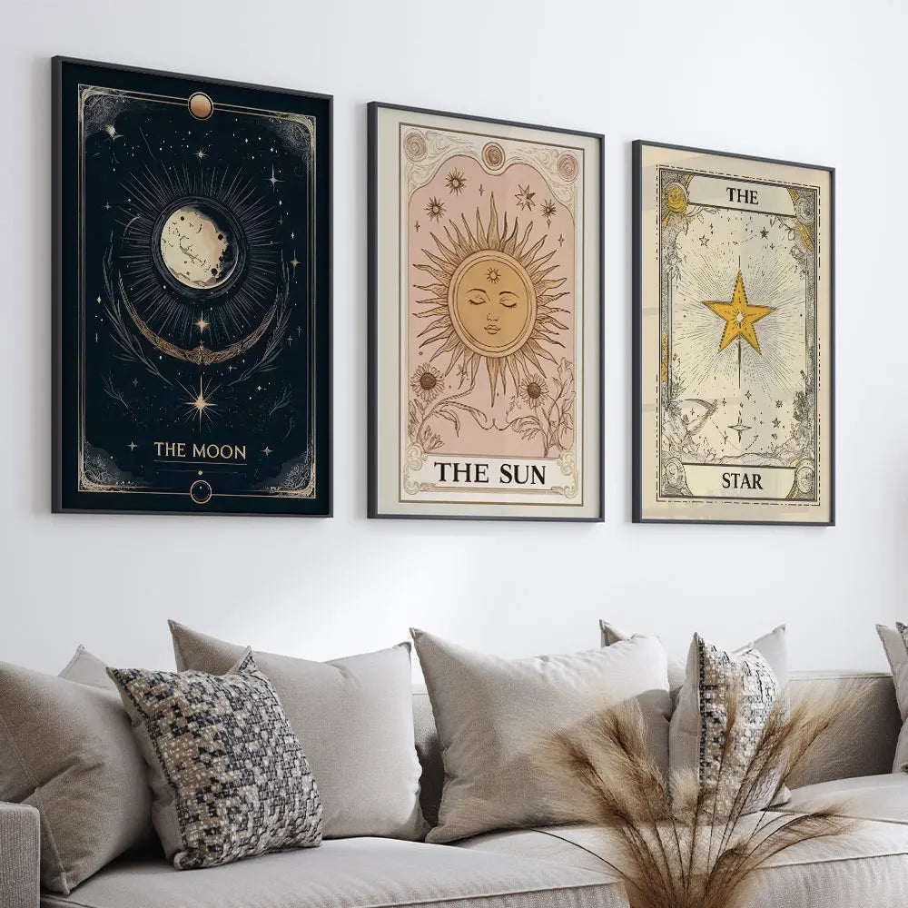 affiche astronomique vintage posters illustratives noir beige doré solaire stellaire opaques