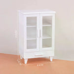 meubles miniatures blancs vintage étagères portes vitrées tiroirs decoration maison poupée