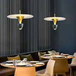 suspension lumineuse moderne élégante dorée transparente câble suspendu chambre salon étude
