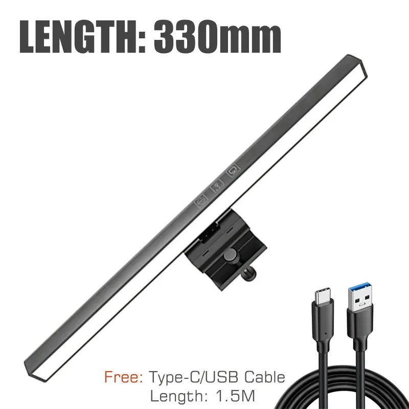 lampe led moderne noire clip ordinateur portable 50cm 33cm usb alimentée continu toucher interrupteur
