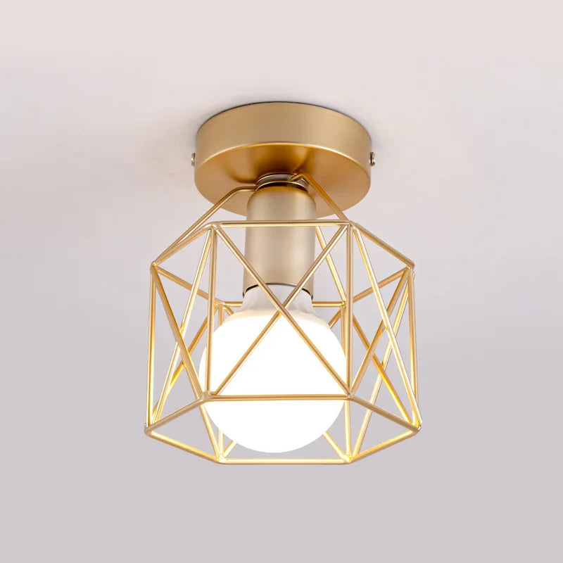 Lampe moderne or noir cage géométrique métal éclairage quotidien led 7w 249 2000lm