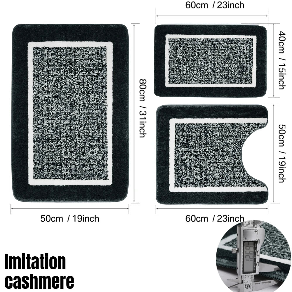 ensemble tapis bain chenille doux absorbant secage rapide motif rayures salle bain