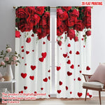 rideau moderne roses rouges coeurs blanc translucide polyester pièces chambre salon