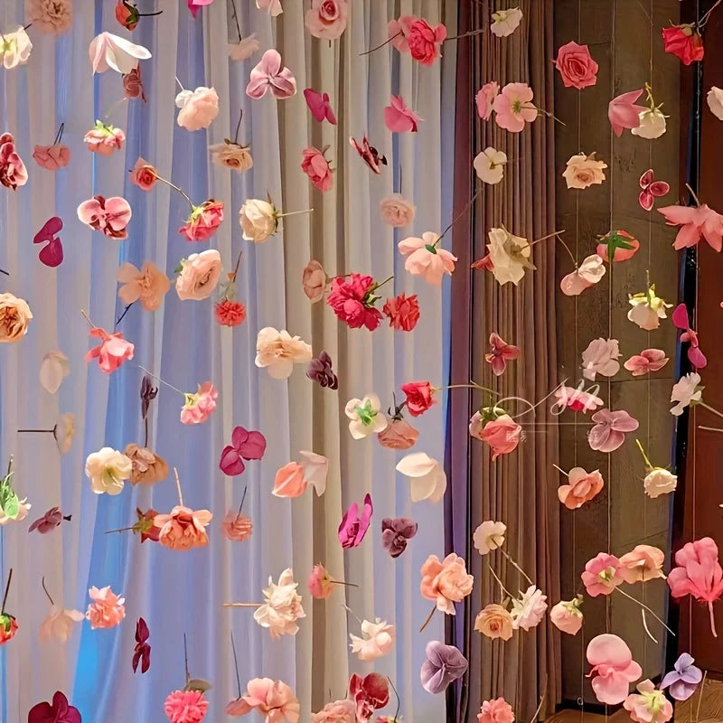 décoration intérieure guirlande fleurs artificielles papillons clips romantique mariage maison