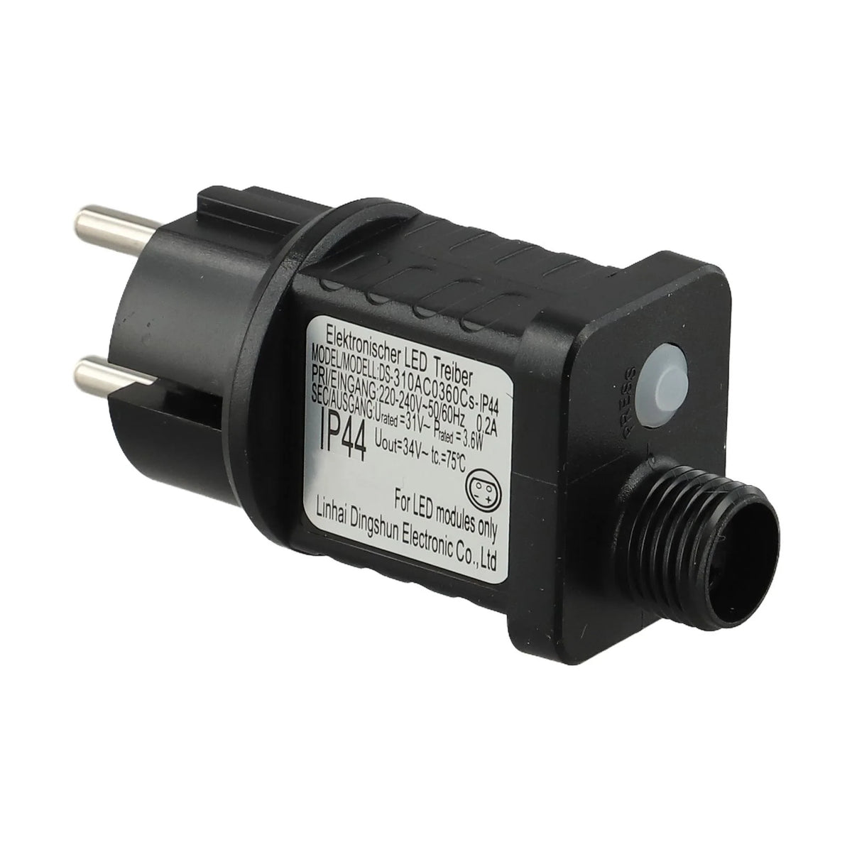 adaptateur électrique noir moderne 3.6w prise ue cable information technique étanche ip44 led