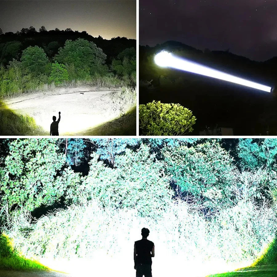 torche rechargeable led puissante étanche 5modes résistante choc moderne noire