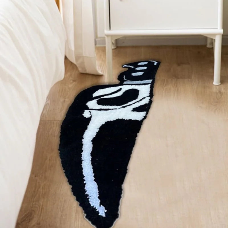 tapis noir blanc motif couteau moderne antidérapant sol chambre maison