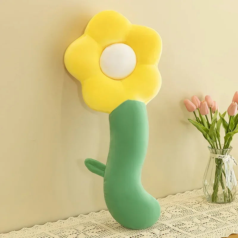 coussin fleur plush orange jaune vert rose blanc moderne long doux décoration salon chambre