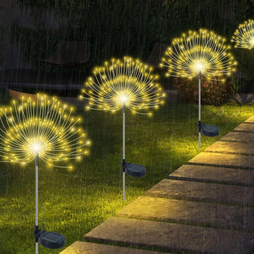 éclairage solaire extérieur 200 LED multicolore moderne étoile lumineuse piquet métallique jardin festif