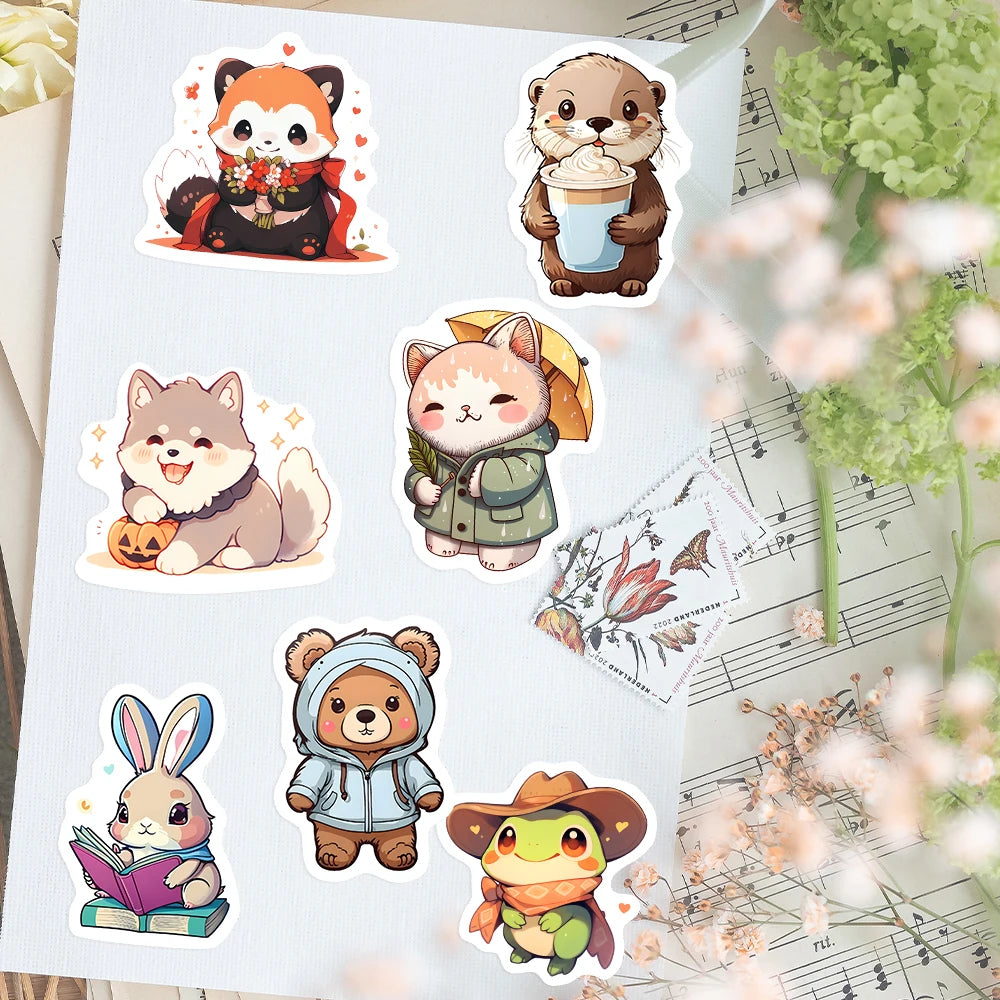 sticker dessin animé animal mignon moderne multi couleur adhésif décoration bricolage carnet bouteille ordinateur