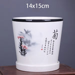 vase decoratif art traditionnel chinois cache pot fleurs oiseaux calligraphie chinoise blanc rouge vert