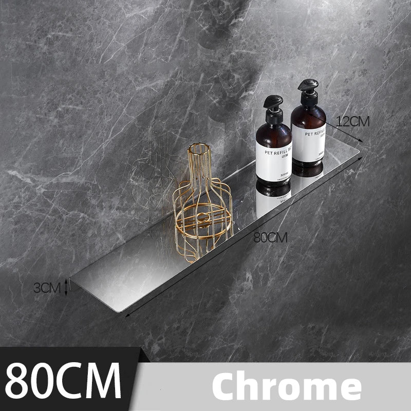 étagère murale moderne acier inoxydable chrome noir 80cm 70cm 60cm