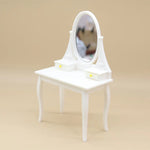 meuble miniature table chevet miroir blanc tiroirs flacons animaux nature résine romantique chambre décoration