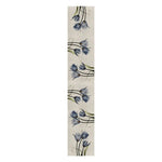 nappe lin bleu beige fleurs tulipes aquarelle moderne table runner déco