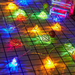 guirlande lumineuse feuilages doré blanc moderne noël 500m led piles inclusées