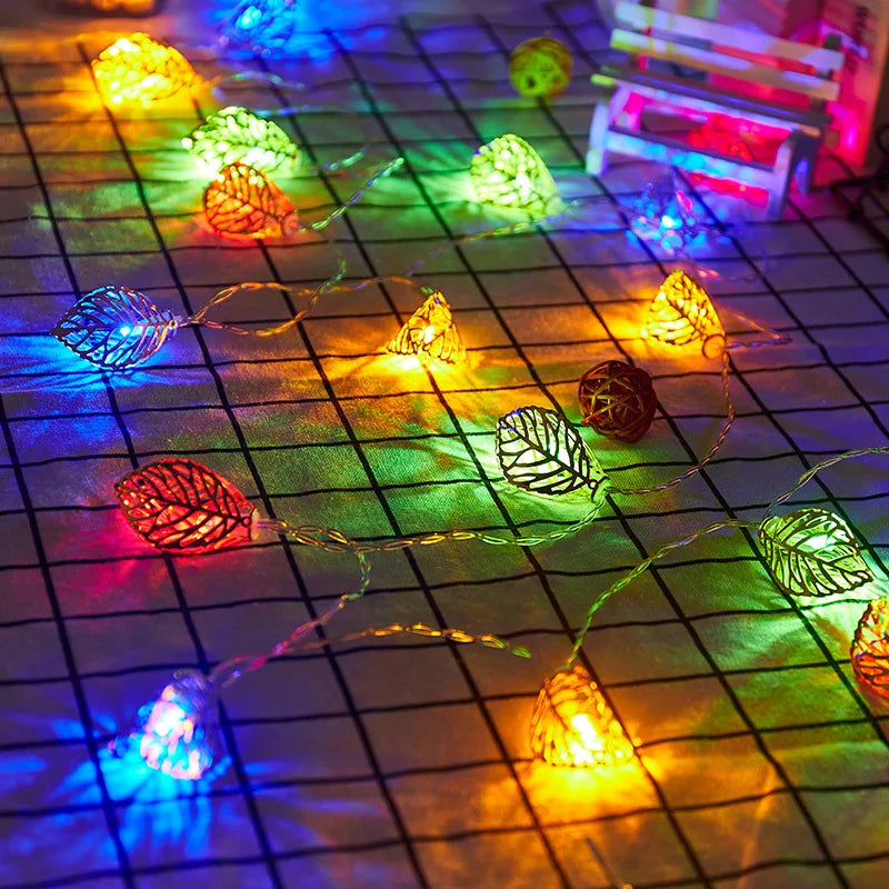 guirlande lumineuse feuilages doré blanc moderne noël 500m led piles inclusées