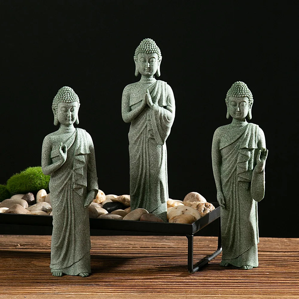 statue jardin bouddha pierre vert clair texture granulée classique