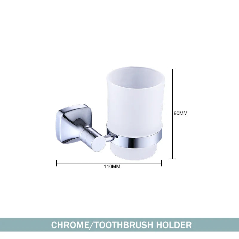 ensemble accessoires salle bain chrome porte serviette savon dentifrice gobelet mural métal