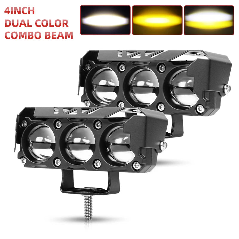 projecteur led spot flood antibrouillard jaune moderne transparent vis câble électrique 6000k 12v 24v