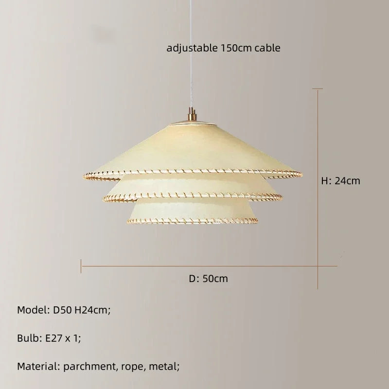 lampe suspendue moderne beige clair bord doré chaîne métallique 40cm 50cm 60cm lumière chaude