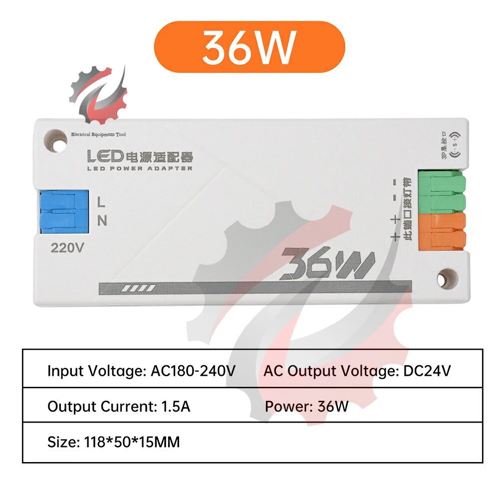 alimentation électrique led 24v blanc transformateur bornes etiquettes 74w 36w 60w 100w