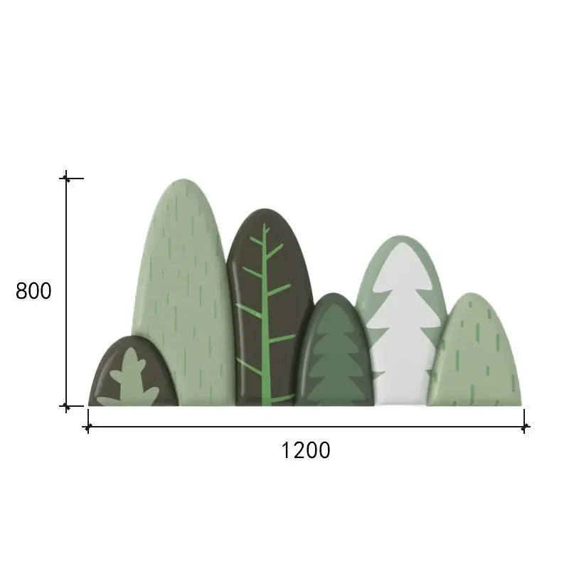 tête lit moderne motif feuilles verte gris chambre enfant décoration bois acajou ornemental intérieur