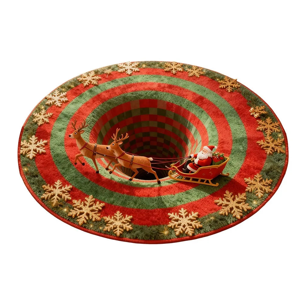 tapis sol rouge vert blanc noël rayures flocons guirlandes cadeaux 60cm antidérapant