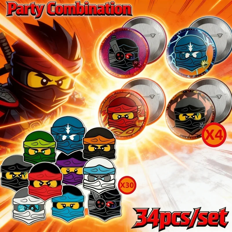 décoration anniversaire ninja multicolore bracelets assiettes verres festif enfants pack 20 assiettes 10 verres