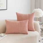 housses coussin patchwork moderne polyester coton beige rose gris vert rayures 45cm 1pc opaques